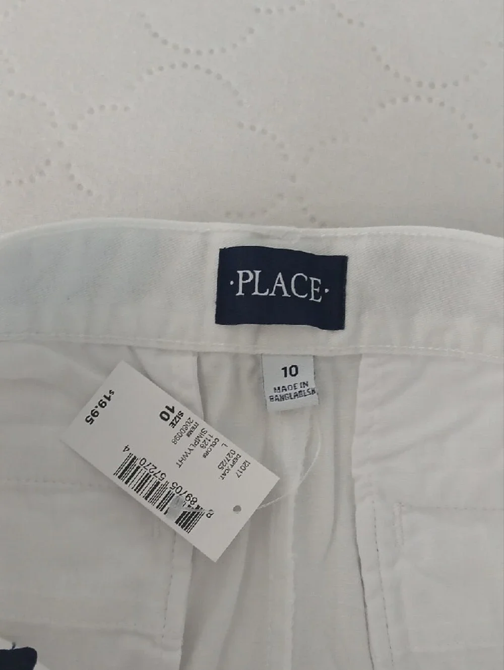The Children's Place White Shorts with Navy Striped Belt